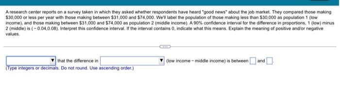 A Research Center Reports On A Survey Taken In Which They Asked Whether Respondents Have Heard Good News About The Job 1