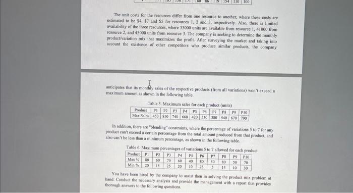 Prblem Description A Company Produces 10 Products In 7 Different Variations Of Each Product There Are Three Scarce Res 2