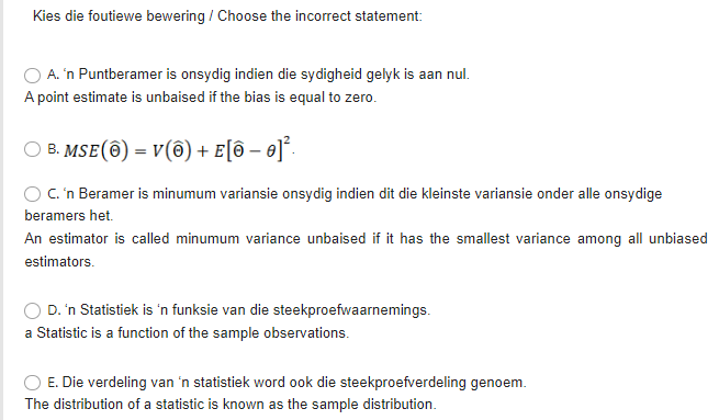 Kies Die Foutiewe Bewering Choose The Incorrect Statement A N Puntberamer Is Onsydig Indien Die Sydigheid Gelyk Is 1