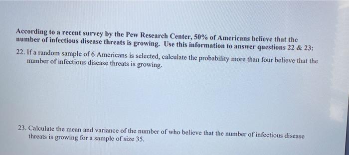 According To A Recent Survey By The Pew Research Center 50 Of Americans Believe That The Number Of Infectious Disease 1