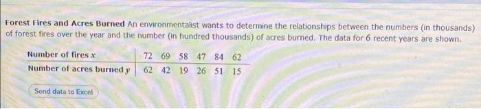 Forest Fires And Acres Burned An Environmentalist Wants To Determine The Relationships Between The Numbers In Thousands 1