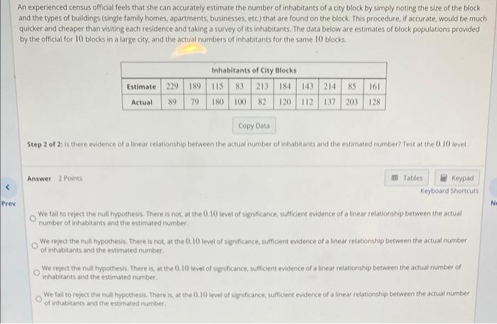 An Experienced Census Official Feels That She Can Accurately Estimate The Number Of Inhabitants Of A City Block By Simpl 2