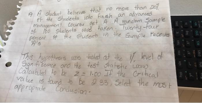 Ova E 19 A Student Believes That No More Than 201 Et The Students Who Finish An Advanced Meinagement Course Get A A Ra 1