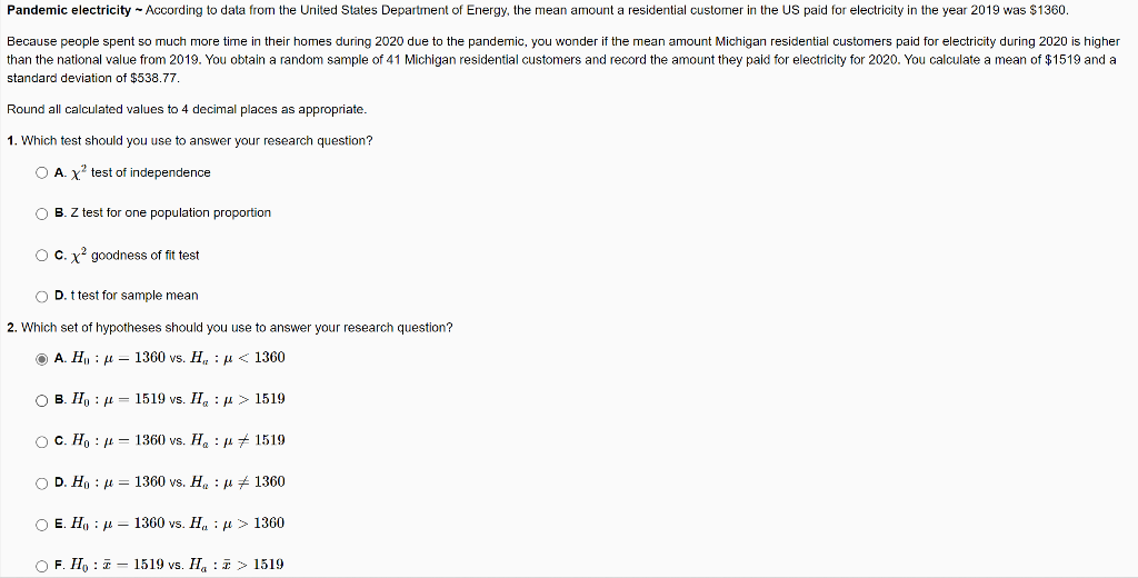 Pandemic Electricity According To Data From The United States Department Of Energy The Mean Amount A Residential Cust 1