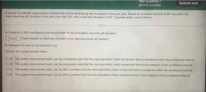 This Question Pointco Possible Submit Test A Survey Of Nonprofit Organizations Showed That Online Fundraising Has Incre 1