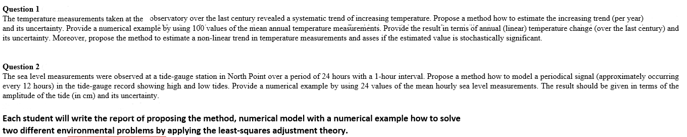 Question 1 The Temperature Measurements Taken At The Observatory Over The Last Century Revealed A Systematic Trend Of In 1