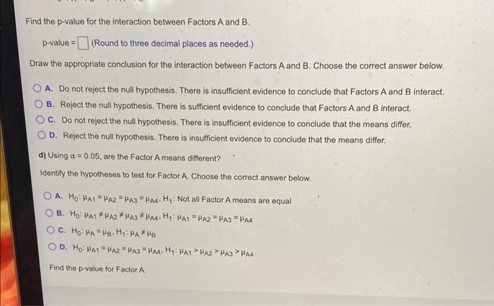 The Accompanying Partially Completed Two Way Anova Summary Table To Com Click The Icon To View The Table F Complete The 2