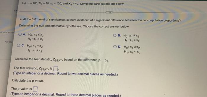 Letn 100 X 30 Ng 100 And X 40 Complete Parts A And B Below 10 A At The 0 01 Level Of Significance Is T 1