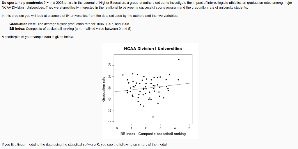 Do Sports Help Academics In A 2003 Article In The Journal Of Higher Education A Group Of Authors Set Out To Investig 1
