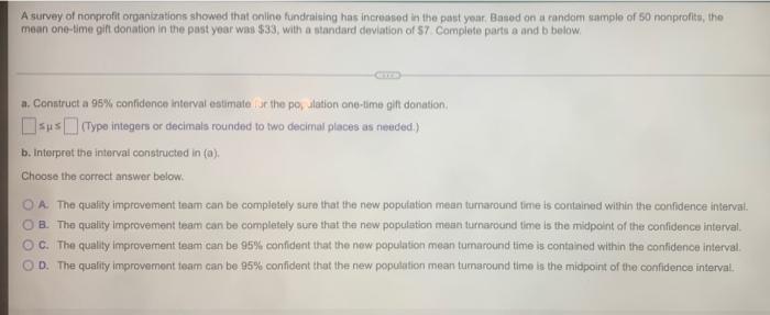 A Survey Of Nonprofit Organizations Showed That Online Fundraising Has Increased In The Past Year Baned On A Random Sam 1