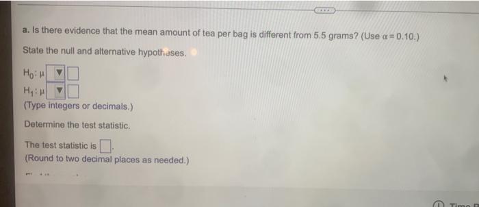 The Accompanying Table Contains Data On The Weight In Grams Of A Sample Of 50 Tea Bags Produced During An Eight Hour S 2