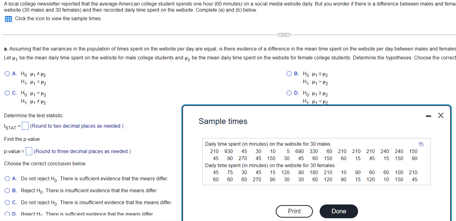 A Local College Newsletter Reported That The Average American College Student Spends One Hour 60 Minutes On A Social M 1