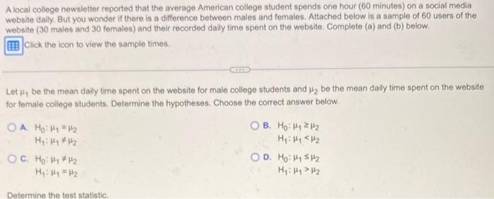 A Local College Newsletter Reported That The Average American College Student Spends One Hour 60 Minutos On A Social M 2