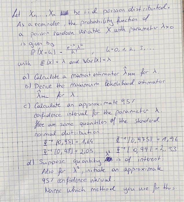 Im For A Let Xx U Be Ind Poisson Distributed As A Reminder The Probability Function Of A Poisson Randown Veriable X Wit 1