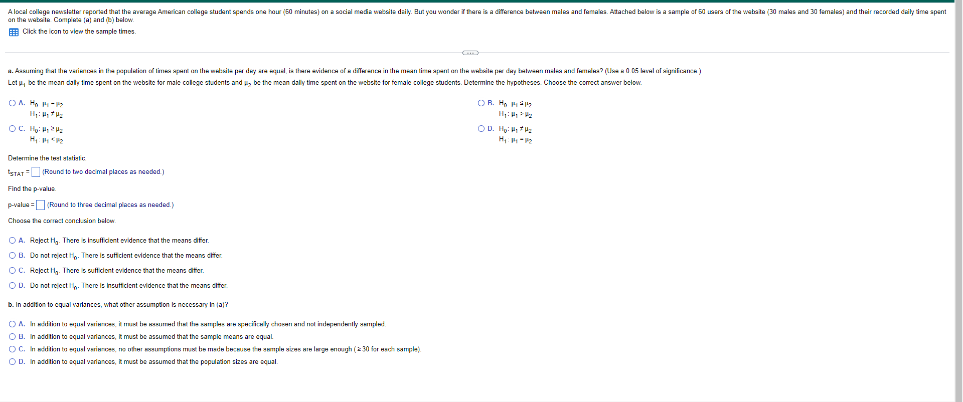 A Local College Newsletter Reported That The Average American College Student Spends One Hour 60 Minutes On A Social M 1