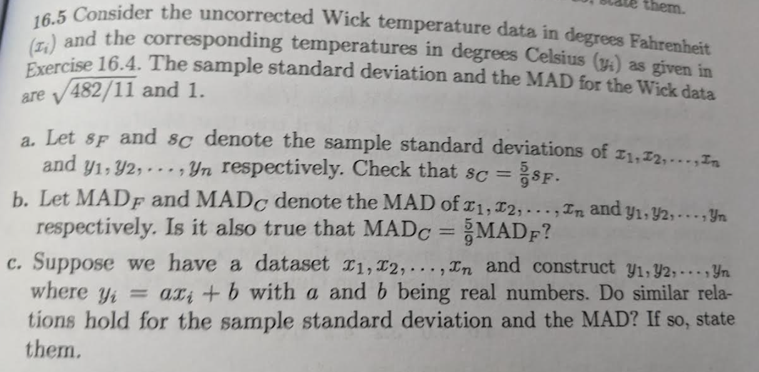 Them 16 5 Consider The Uncorrected Wick Temperature Data In Degrees Fahrenheit 31 And The Corresponding Temperatures 1