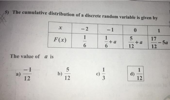 12 A Discrete Random Variable X Has The Following Probability Distribution X F X 3 0 15 K 0 19 9 0 26 11 0 4 E X And 2