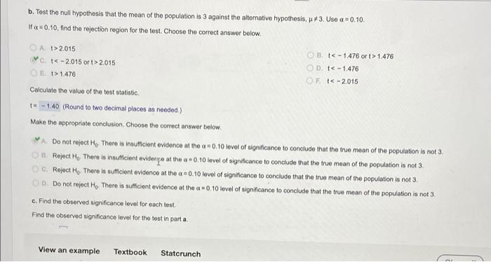 1 Find The Observed Significance Level For The Test In Part A 2 Find The Observed Significance Level For The Teat In P 3