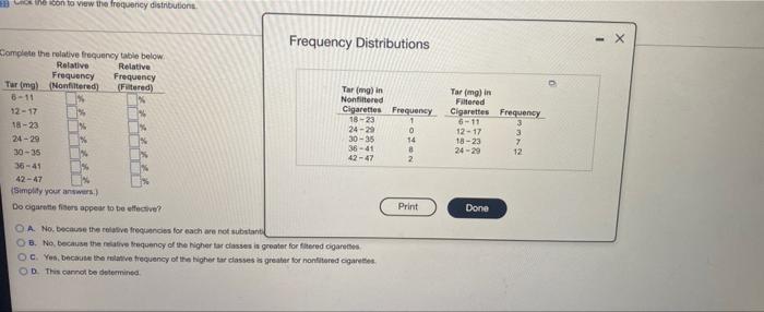 The Icon To View The Frequency Distributions Frequency Distributions Complete The Relative Frequency Table Below Relativ 2