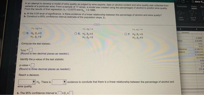 Data Data Res In An Attempt To Develop A Model Of Wine Quality As Judged By Wine Experts Data On Alcohol Content And W 1