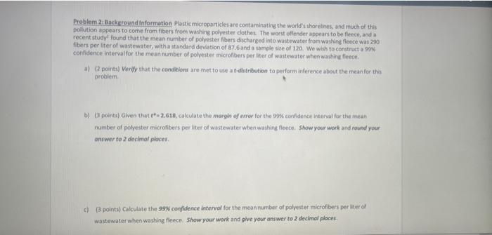 Problem 2 Background Information Plastic Microparticles Are Contaminating The World S Shorelines And Much Of This Poll 1