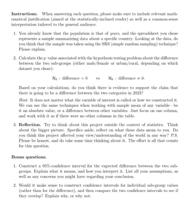 Instructions When Answering Each Question Please Make Sure To Include Relevant Math Ematical Justification Aimed At 1