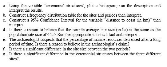 A Using The Variable Ceremonial Structures Plot A Histogram Run The Descriptive And Interpret The Results B Constr 1