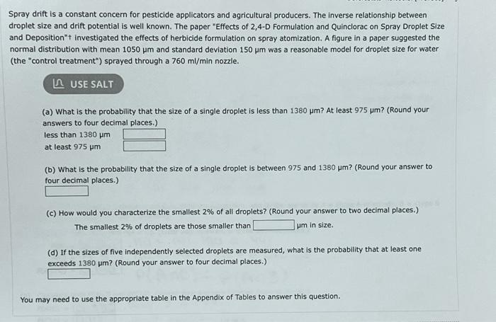 Spray Drift Is A Constant Concern For Pesticide Applicators And Agricultural Producers The Inverse Relationship Between 1