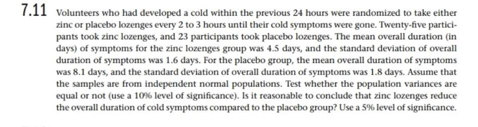 7 11 Volunteers Who Had Developed A Cold Within The Previous 24 Hours Were Randomized To Take Either Zinc Or Placebo Loz 1