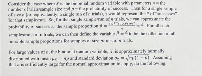 Consider The Case Where X Is The Binomial Random Variable With Parameters N The Number Of Trials Sample Size And P T 1