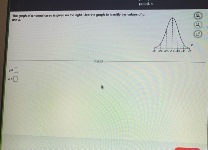 Possible The Graph Of A Normal Curve Is Given On The Right Use The Graph To Identify The Values Of And O A G 31 27 2 1
