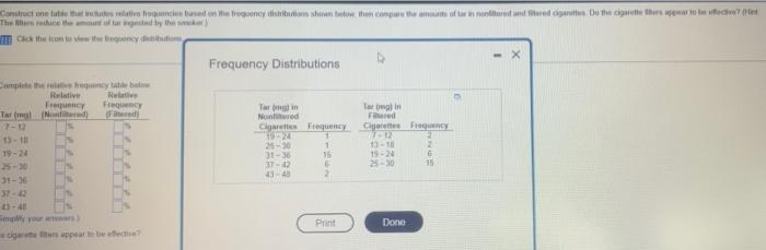 Construct One Table That Includes Relative Frequencies Based On The Frequency Distributions Shown Below Then Compare Th 1
