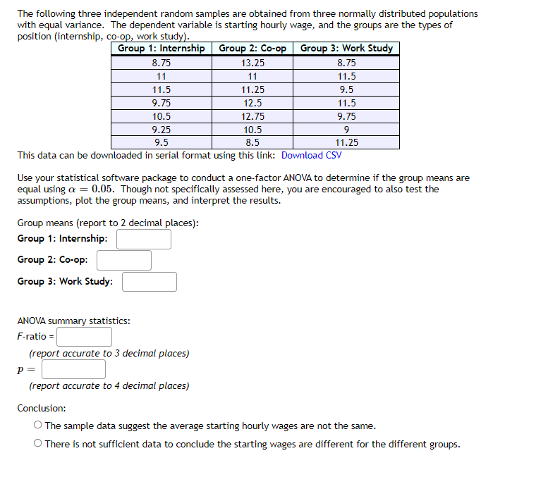 8 75 The Following Three Independent Random Samples Are Obtained From Three Normally Distributed Populations With Equal 1