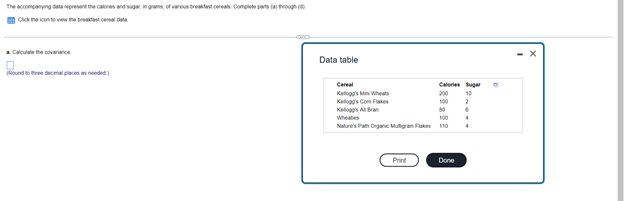 The Accompanying Data Present The Calories And Saw In Grams Of Us Brekest Cereals Complete Sets Through Click The Icon 1