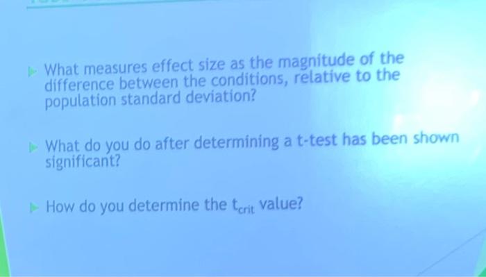 What Measures Effect Size As The Magnitude Of The Difference Between The Conditions Relative To The Population Standard 1