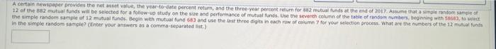 A Certain Newspaper Provides The Net Asset Value The Year To Date Percent Return And The Three Year Percent Return For 1