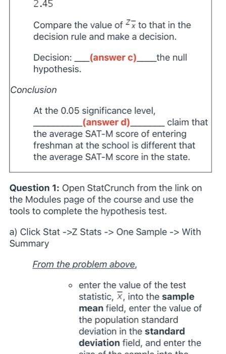 Question 1 The Mean Score On The Math Part Of The Sat Sat M Of All Community College Students In A Hypothetical State 3