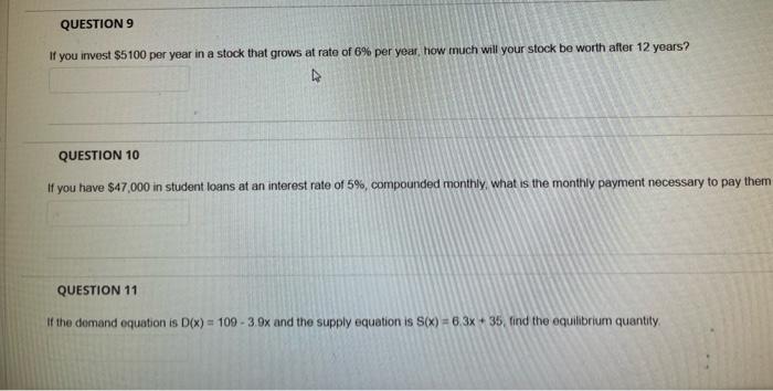Question 9 If You Invest 5100 Per Year In A Stock That Grows At Rate Of 6 Per Year How Much Will Your Stock Be Worth 1