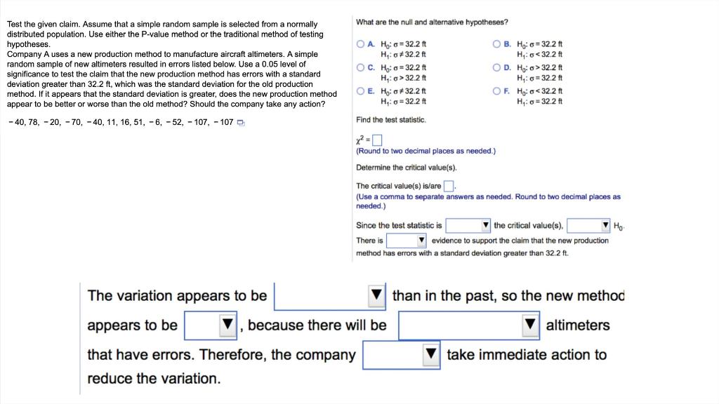 What Are The Null And Alternative Hypotheses Test The Given Claim Assume That A Simple Random Sample Is Selected From 1