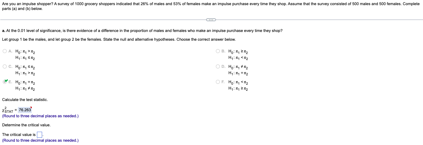 Are You An Impulse Shopper A Survey Of 1000 Grocery Shoppers Indicated That 26 Of Males And 53 Of Females Make An Imp 1