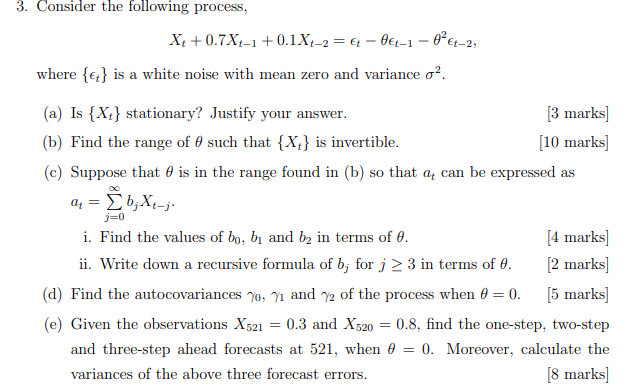 3 Consider The Following Process X 0 7x4 1 0 1x1 2 T 0 1 6 2 Where E Is A White Noise With Mean Zero A 1
