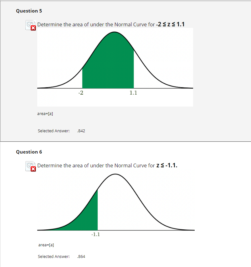 Question 5 Determine The Area Of Under The Normal Curve For 2 S2s 1 1 2 1 1 Area A Selected Answer 842 Question 6 1