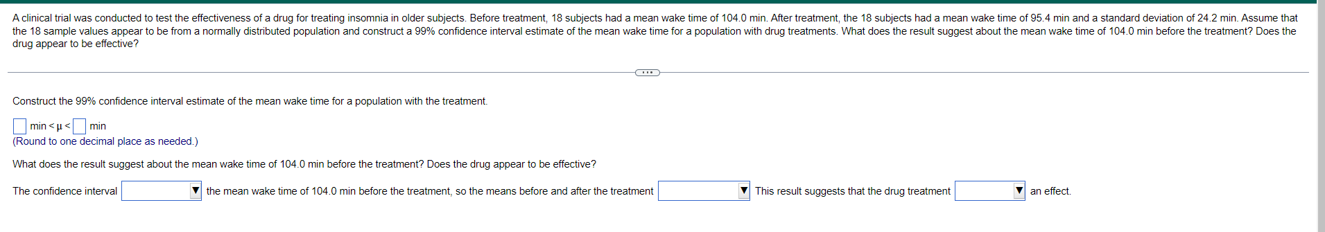 A Clinical Trial Was Conducted To Test The Effectiveness Of A Drug For Treating Insomnia In Older Subjects Before Treat 1