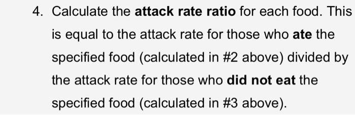 Food Item Attack Rate Ratio Tii A Number Who Ate Food Not Iii Total Attack Rate B A B C Iii D Number Who Did Not Eat Foo 6