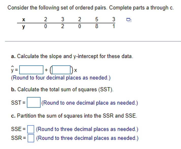 Consider The Following Set Of Ordered Pairs Complete Parts A Through C 1
