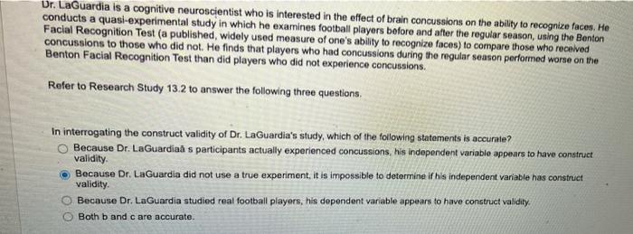 Dr Laguardia Is A Cognitive Neuroscientist Who Is Interested In The Effect Of Brain Concussions On The Ability To Recog 1