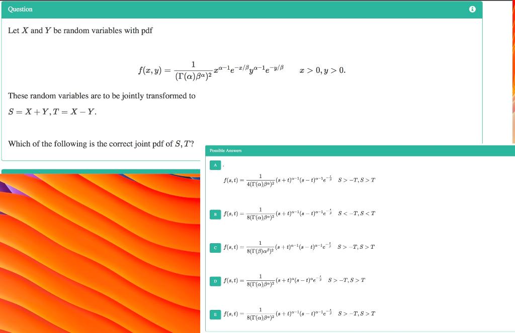 Question Let X And Y Be Random Variables With Pdf F X Y 2011 16 Ya Ley B 0 0 T A Ba 2 These Random Variables 1