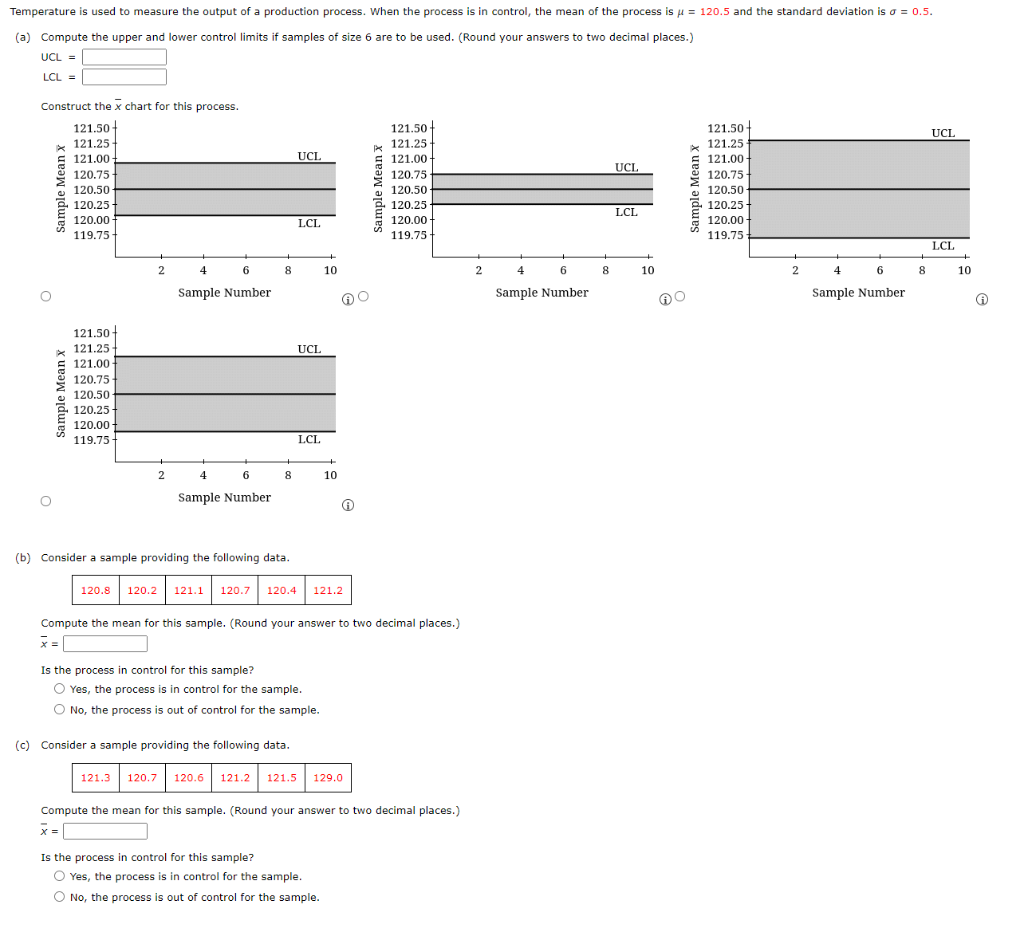 Temperature Is Used To Measure The Output Of A Production Process When The Process Is In Control The Mean Of The Proce 1