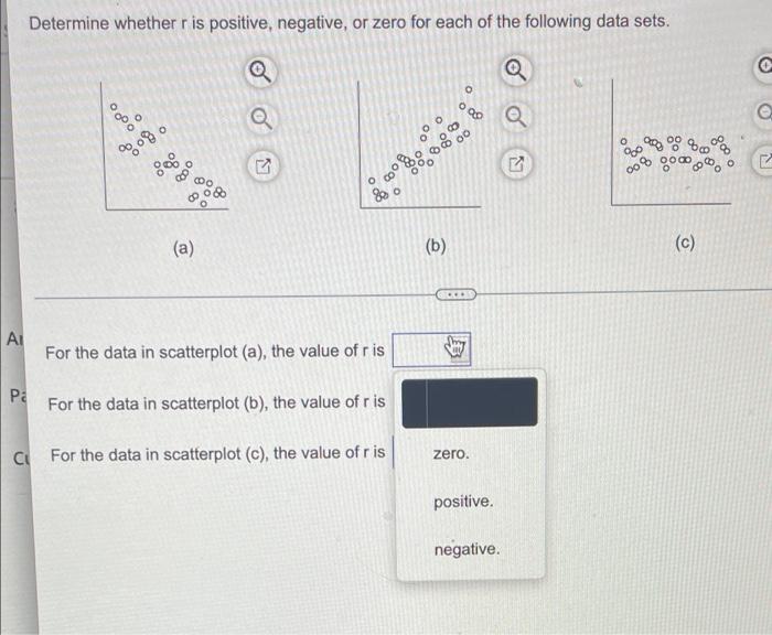 Determine Whether Ris Positive Negative Or Zero For Each Of The Following Data Sets A Po Goo 06 90 Gooo 008 008 0 2