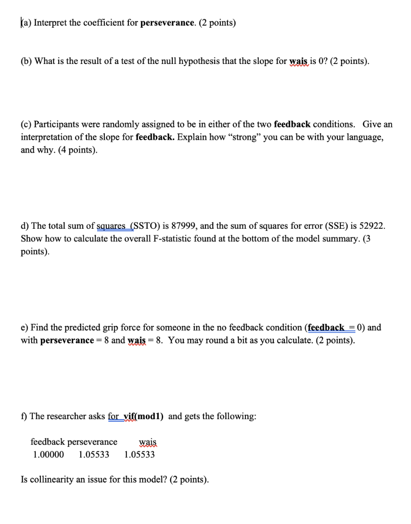 A 13 The Following Regression Analysis Predicted Force Which Was The Grip Strength A Person Maintained On A Handle In 2